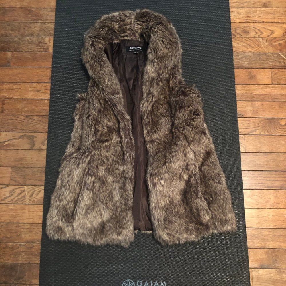 Brown faux fur vest